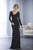 Christina Wu Elegance - Beaded Empire Long Sleeve Jersey Dress 17845  In Black