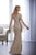 Christina Wu Elegance - 17847 Lace Bell Sleeve Bateau Sheath Dress in Brown