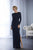 Christina Wu Elegance - 17851 Beaded Long Sleeve Jersey Sheath Dress in Blue