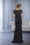 Christina Wu Elegance - 17853 Beaded Bateau Short Sleeve Sheath Dress in Black