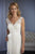 Christina Wu Elegance - 17855 Corded Lace V Neck Sheath Dress in White
