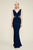Tadashi Shoji - Laced Side Bodice Backless Column Gown In Blue