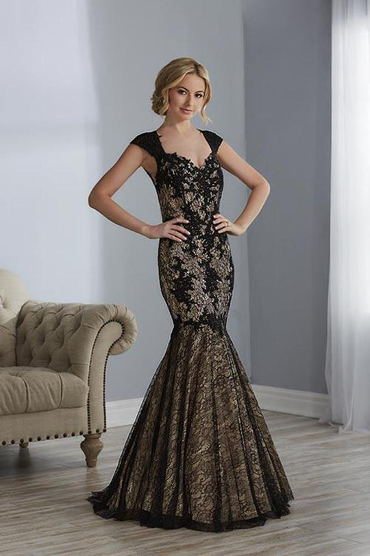 Christina Wu Elegance - 17872 Lace Applique Sweetheart Mermaid Dress in Black and Neutral