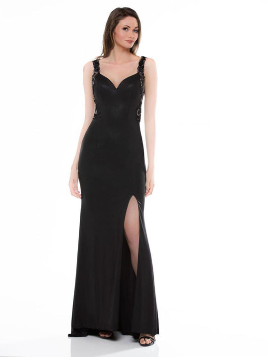 Colors Dress - 1787 Embellished Sweetheart Sheath Dress In Black