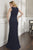 Christina Wu Elegance - 17905 Sleeveless Long Sheath Dress with Cape In Blue