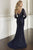 Christina Wu Elegance - 17908 Beaded Illusion Long Sleeve Trumpet Gown In Blue
