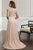 Christina Wu Elegance - 17911 Plunging V Neck Beaded A-Line Gown In Pink and Neutral