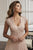 Christina Wu Elegance - 17911 Plunging V Neck Beaded A-Line Gown In Pink and Neutral