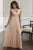 Christina Wu Elegance - 17911 Plunging V Neck Beaded A-Line Gown In Pink and Neutral