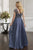 Christina Wu Elegance - 17914 Beaded Bodice Iridescent Chiffon Gown In Blue