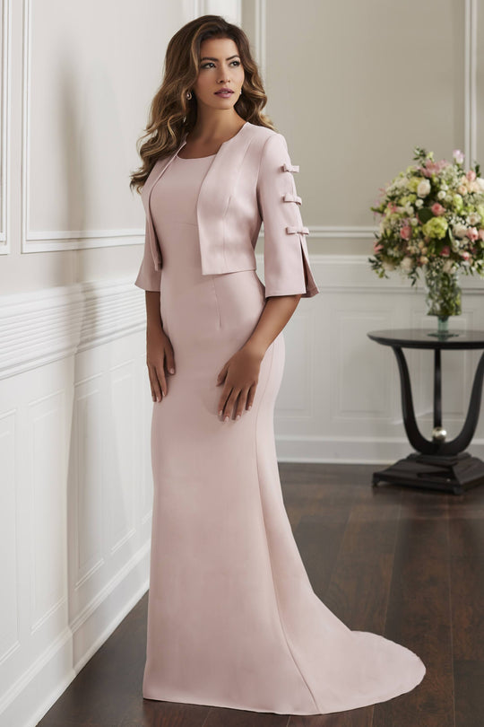 Christina Wu Elegance - 17919 Sleeveless Gown with Bow Accented Jacket In Pink
