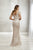 Christina Wu Elegance - 17925 Short Sleeve Beaded Illusion Bateau Gown In Pink and Gold