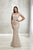 Christina Wu Elegance - 17925 Short Sleeve Beaded Illusion Bateau Gown In Pink and Gold