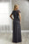 Christina Wu Elegance - 17928 Ruffled Sleeve Beaded Sheath Dress In Gray