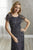 Christina Wu Elegance - 17928 Ruffled Sleeve Beaded Sheath Dress In Gray