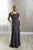 Christina Wu Elegance - 17928 Ruffled Sleeve Beaded Sheath Dress In Gray