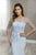 Christina Wu Elegance - 17932 Foliage Motif Quarter Sleeve Long Gown In Blue