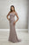 Christina Wu Elegance - 17932 Foliage Motif Quarter Sleeve Long Gown In Pink