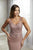 Christina Wu Elegance - 17933 Beaded V-neck Crepe Trumpet Dress In Pink