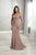 Christina Wu Elegance - 17933 Beaded V-neck Crepe Trumpet Dress In Pink