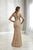 Christina Wu Elegance - 17934 Embellished V-neck Trumpet Dress In Neutral