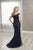 Christina Wu Elegance - 17938 Beaded Overlace Off Shoulder Gown In Blue