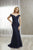 Christina Wu Elegance - 17938 Beaded Overlace Off Shoulder Gown In Blue