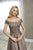 Christina Wu Elegance - 17940 Applique Off-Shoulder Satin A-line Gown In Brown