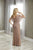 Christina Wu Elegance - 17943 Beaded Illusion Flutter Sleeve Long Gown In Pink and Gold