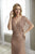 Christina Wu Elegance - 17943 Beaded Illusion Flutter Sleeve Long Gown In Pink and Gold