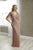 Christina Wu Elegance - 17943 Beaded Illusion Flutter Sleeve Long Gown In Pink and Gold