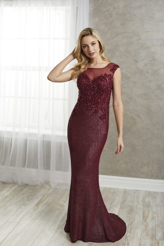 Christina Wu Elegance - 17945 Beaded Lace Trumpet Dress In Red