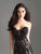 Madison James - 18-599 Beaded Lace Sweetheart Sheath Dress In Black and Neutral