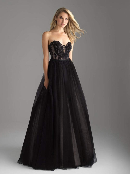 Madison James - Beaded Lace Sweetheart Tulle Ballgown 18-600 in Black and Neutral
