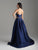 Madison James - 18-606 Strapless Scroll Beaded Mikado Overskirt Gown In Blue