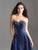 Madison James - 18-606 Strapless Scroll Beaded Mikado Overskirt Gown In Blue