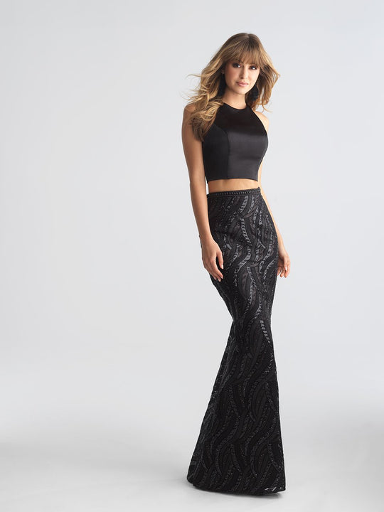 Madison James - 18-626 Two Piece Fitted Evening Dress In Black