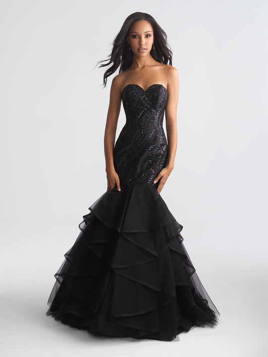 Madison James - 18-627 Strapless Sequined Mermaid Gown In Black
