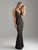 Madison James - 18-628 Plunging Lace Evening Dress In Black and Neutral