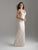 Madison James - 18-628 Plunging Lace Evening Dress In White and Neutral