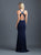 Madison James 18-629 Crisscross Fitted Jersey Evening Dress in Blue