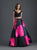 Madison James - 18-630 Two Piece Lace Floral Evening Gown In Black and Pink