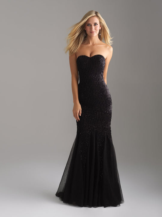 Madison James - 18-640 Strapless Sequined Mermaid Gown In Black