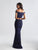 Madison James - 18-646 Two Piece Floral Lace Sheath Dress In Blue and Black