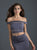Madison James - 18-648 Two Piece Off Shoulder Fitted Evening Dress In Gray