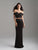 Madison James - 18-649 Two Piece Off-Shoulder Lace Evening Dress In Black