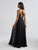 Madison James - 18-653 Floral Appliqued Halter Evening Dress In Black