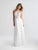Madison James - 18-653 Floral Appliqued Halter Evening Dress In White