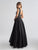 Madison James - 18-654 Beaded Floral Appliqued A-Line Dress In Black