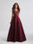 Madison James - 18-654 Beaded Floral Appliqued A-Line Dress In Red